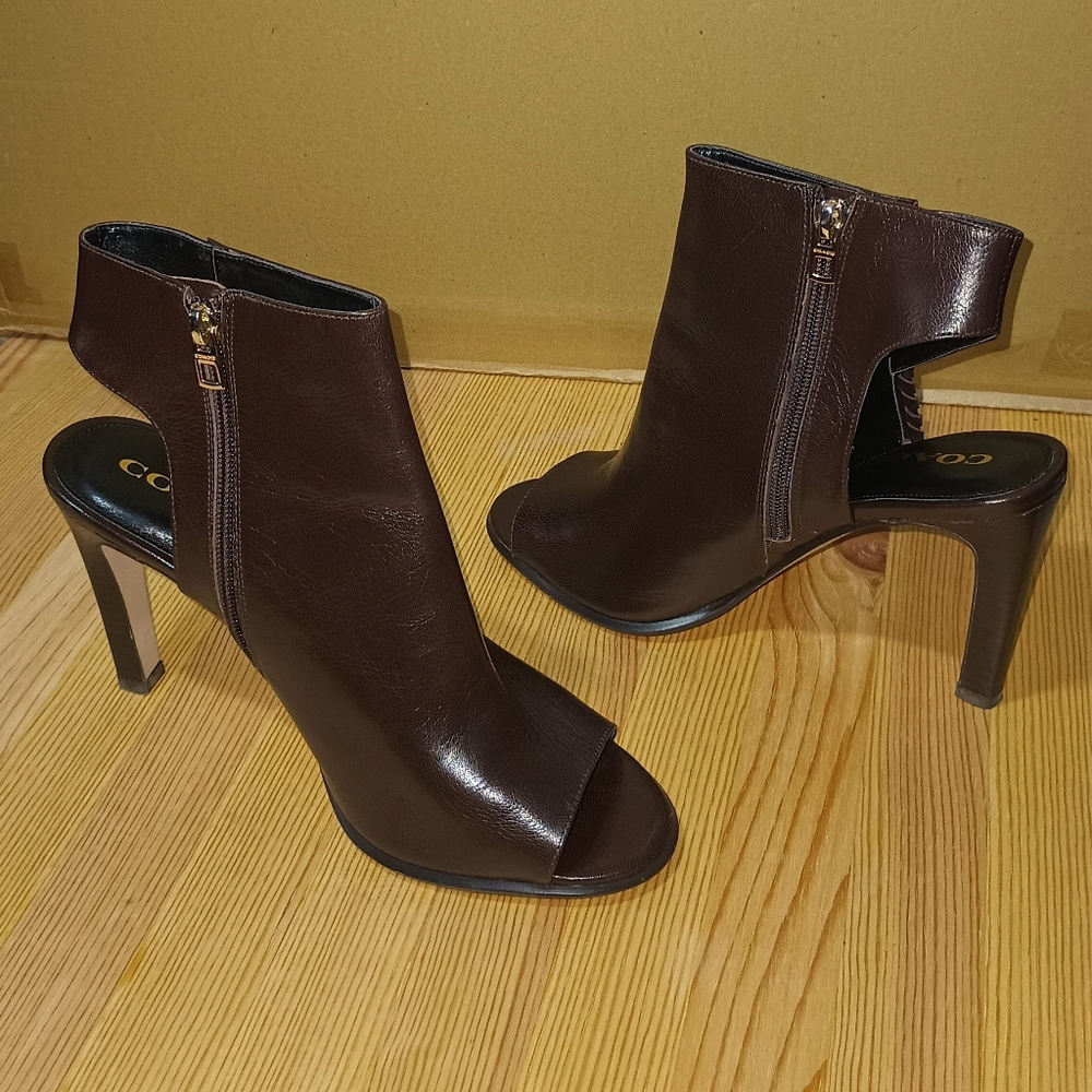 Coach Brown Ankle Bootie Heels